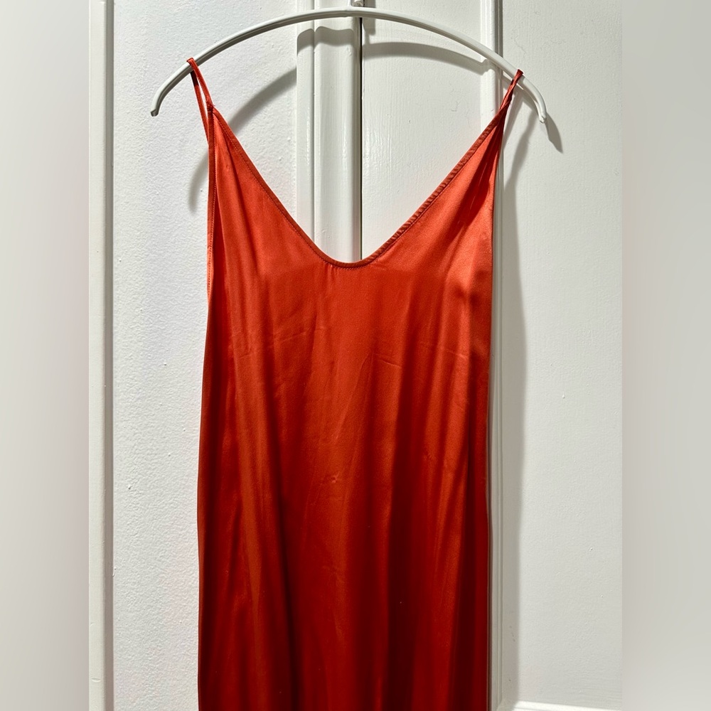 STAUD - Burnt Orange Silk Dress/Slip (XS)